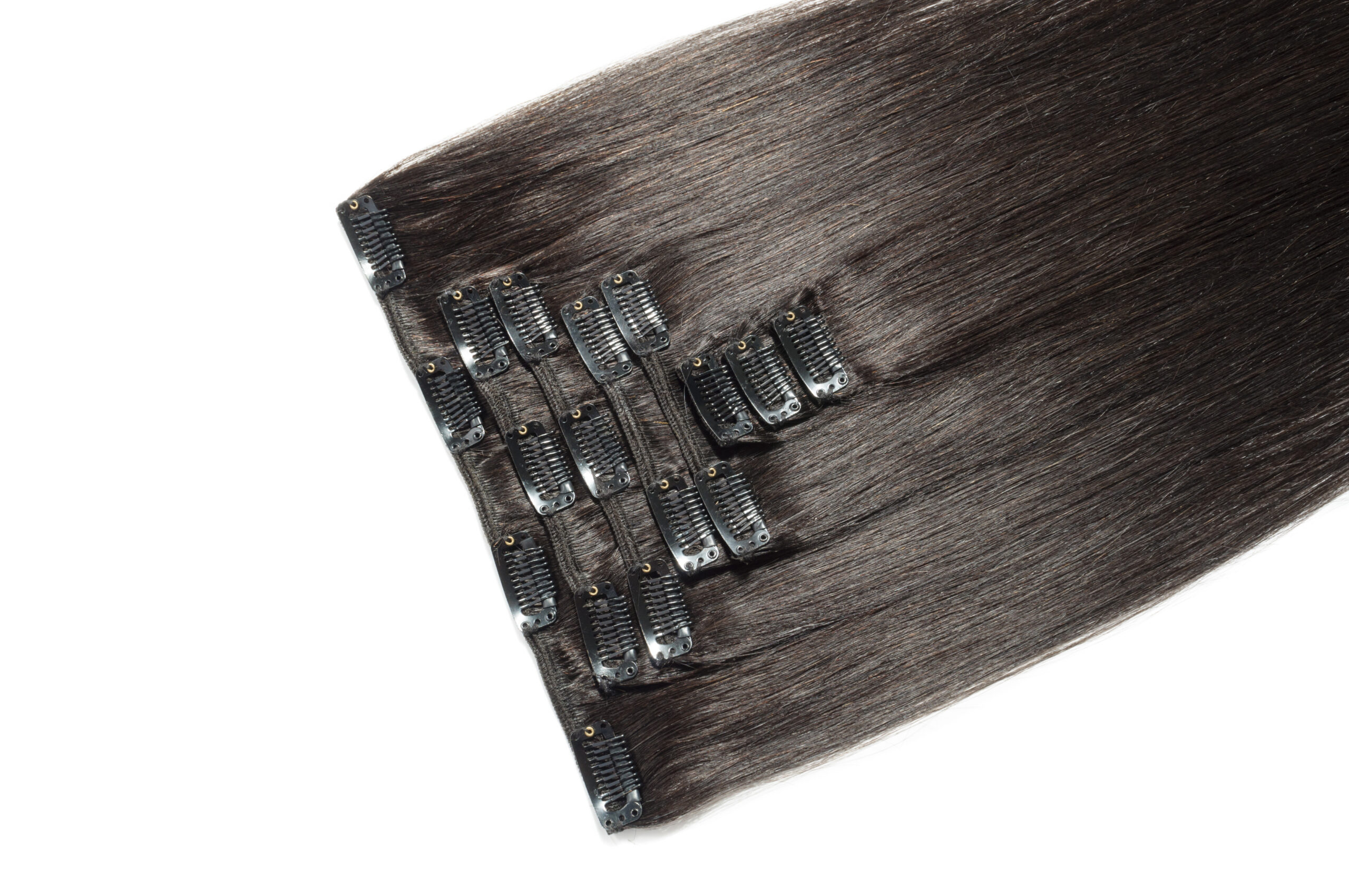 Clip in straight natural black human hair extensions Clip in straight natural black human hair extensions